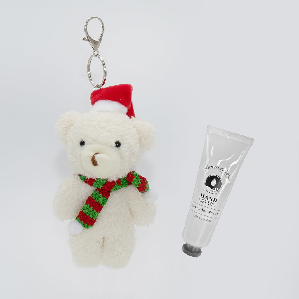 Scented Plush Christmas Teddy Bear Keychain – Vanilla Infused Mini