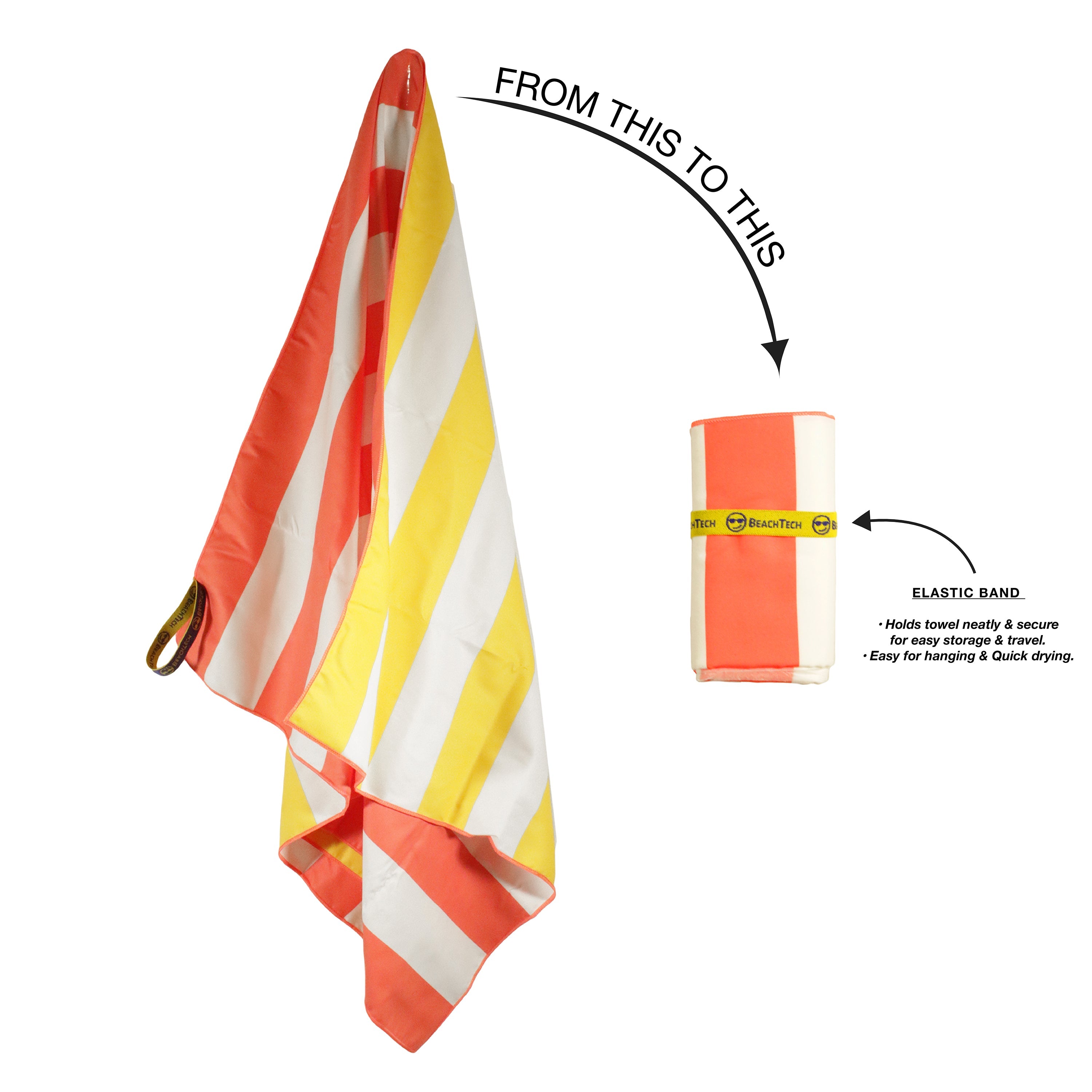 MinxNY BeachTech Micro-Fiber Beach Towel, Coral/Yellow, OS