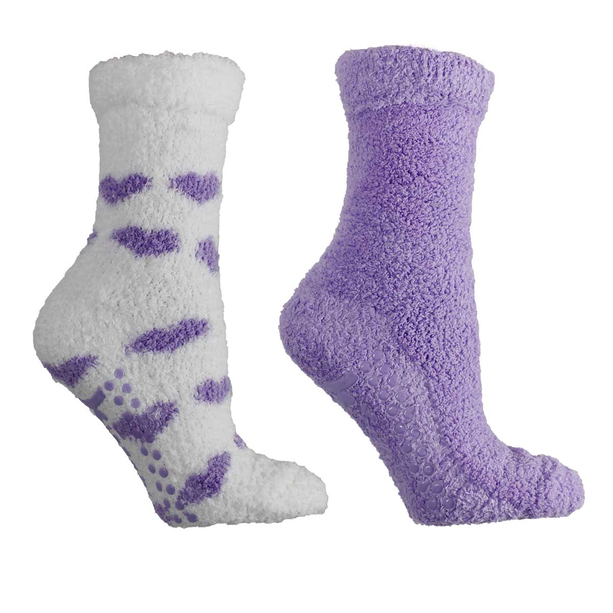 Women's Lavender Infused Slipper Socks, 2-Pair Pack with Lavender Sachet, "Hearts", Aromasoles by MinxNY