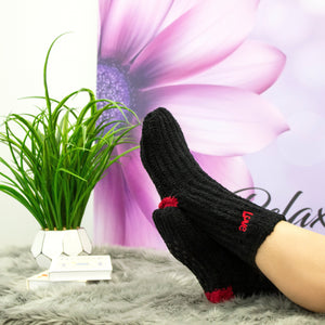 Non-Skid Warm Soft and Fuzzy "LOVE" Slouch Slipper Socks With Lavender Infused