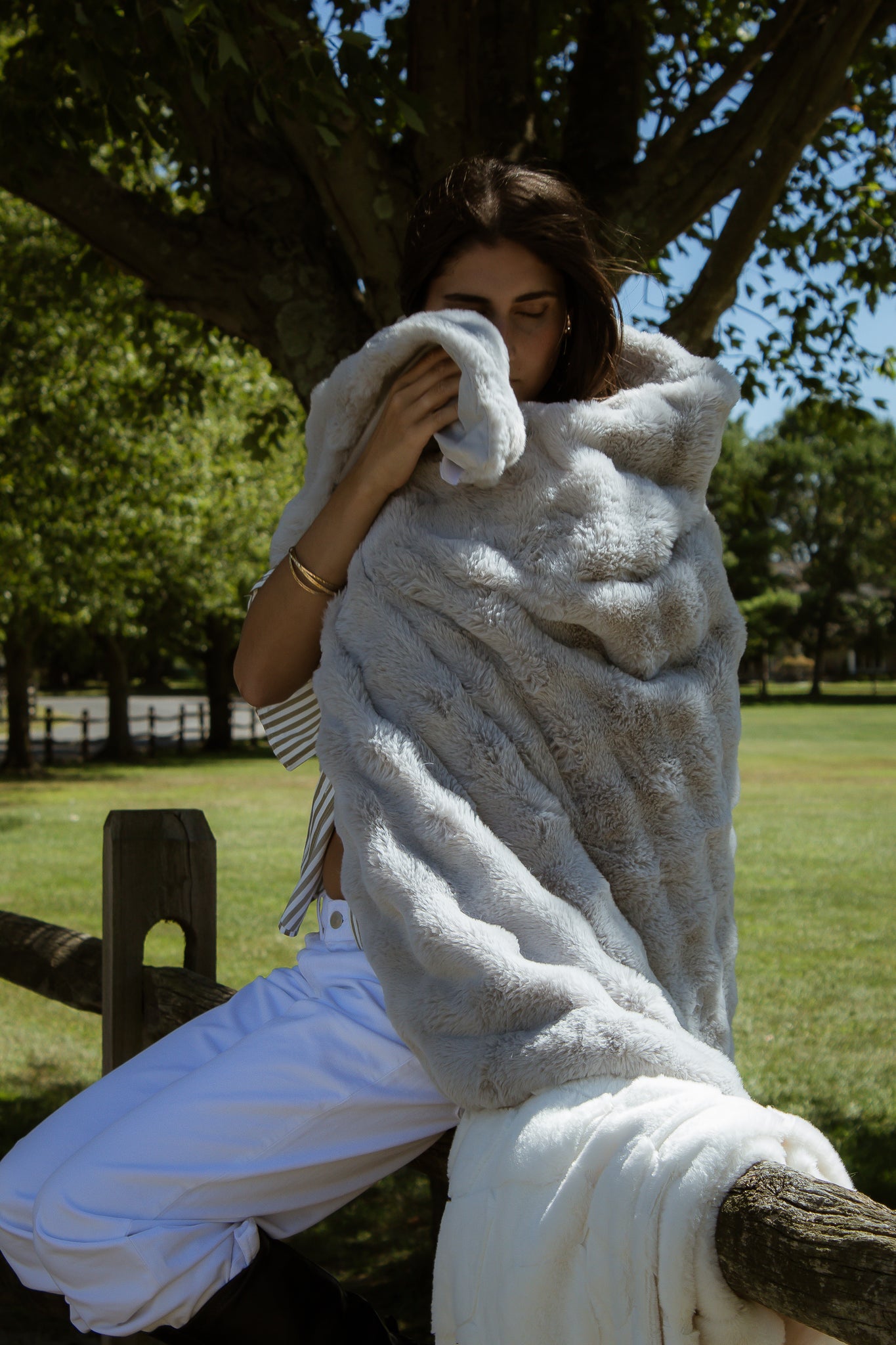 Jasmine Infused Gray Faux Fur Blanket