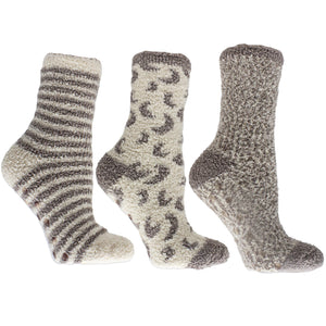 3 Pairs Warm Cozy Slipper Socks, Vanilla & Shea Butter Infused
