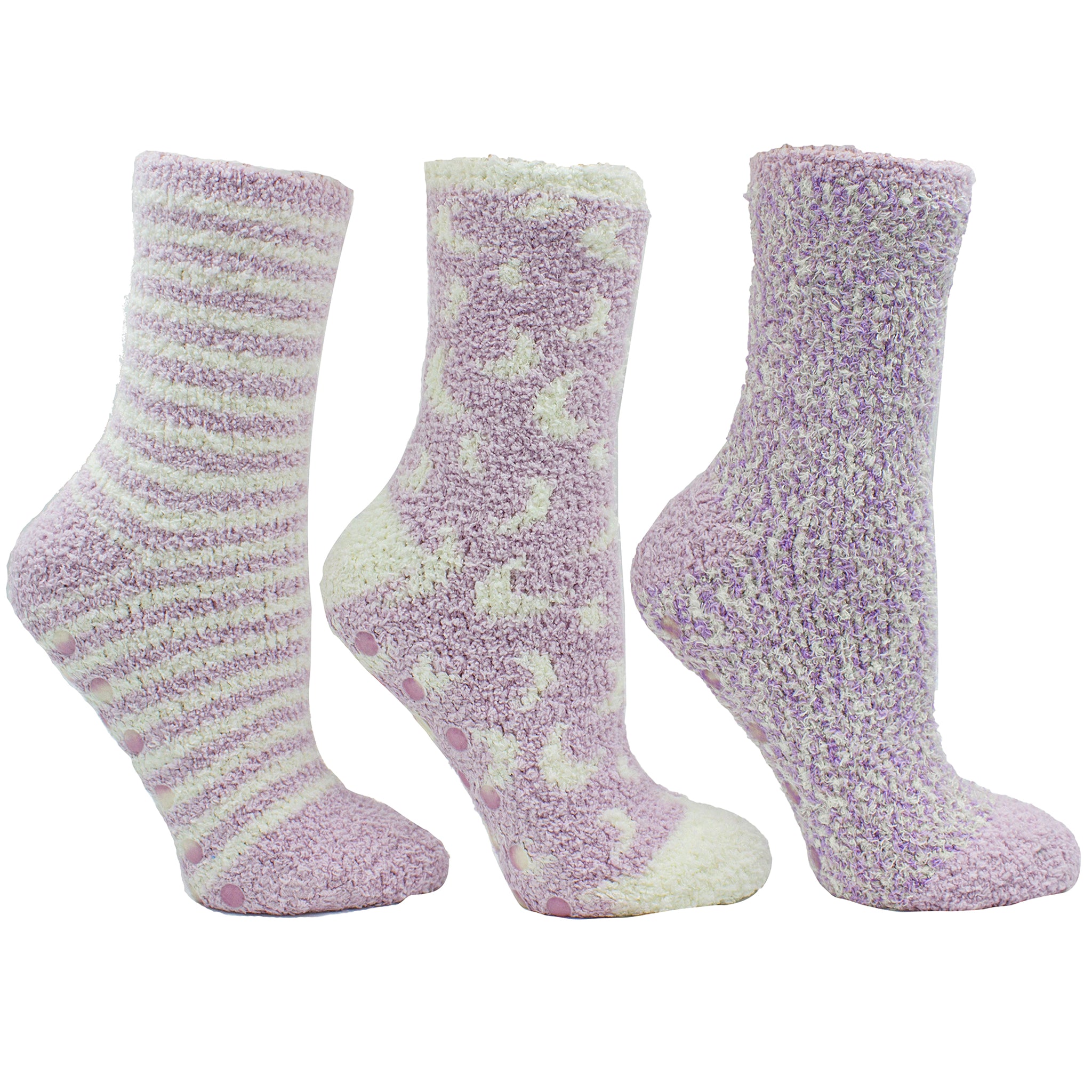 3 Pairs Warm Cozy Slipper Socks, Vanilla & Shea Butter Infused