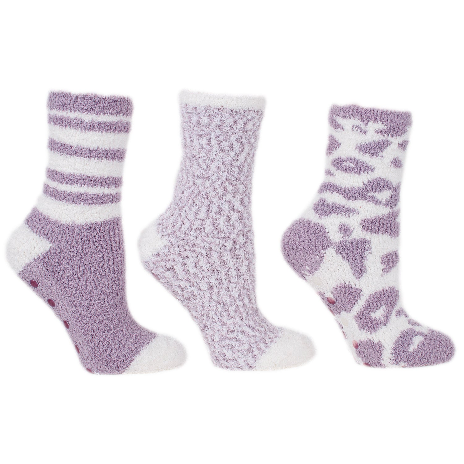 3 Pairs Warm Cozy Slipper Socks, Vanilla & Shea Butter Infused