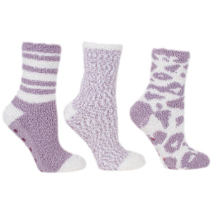 3 Pairs Warm Cozy Slipper Socks, Vanilla & Shea Butter Infused