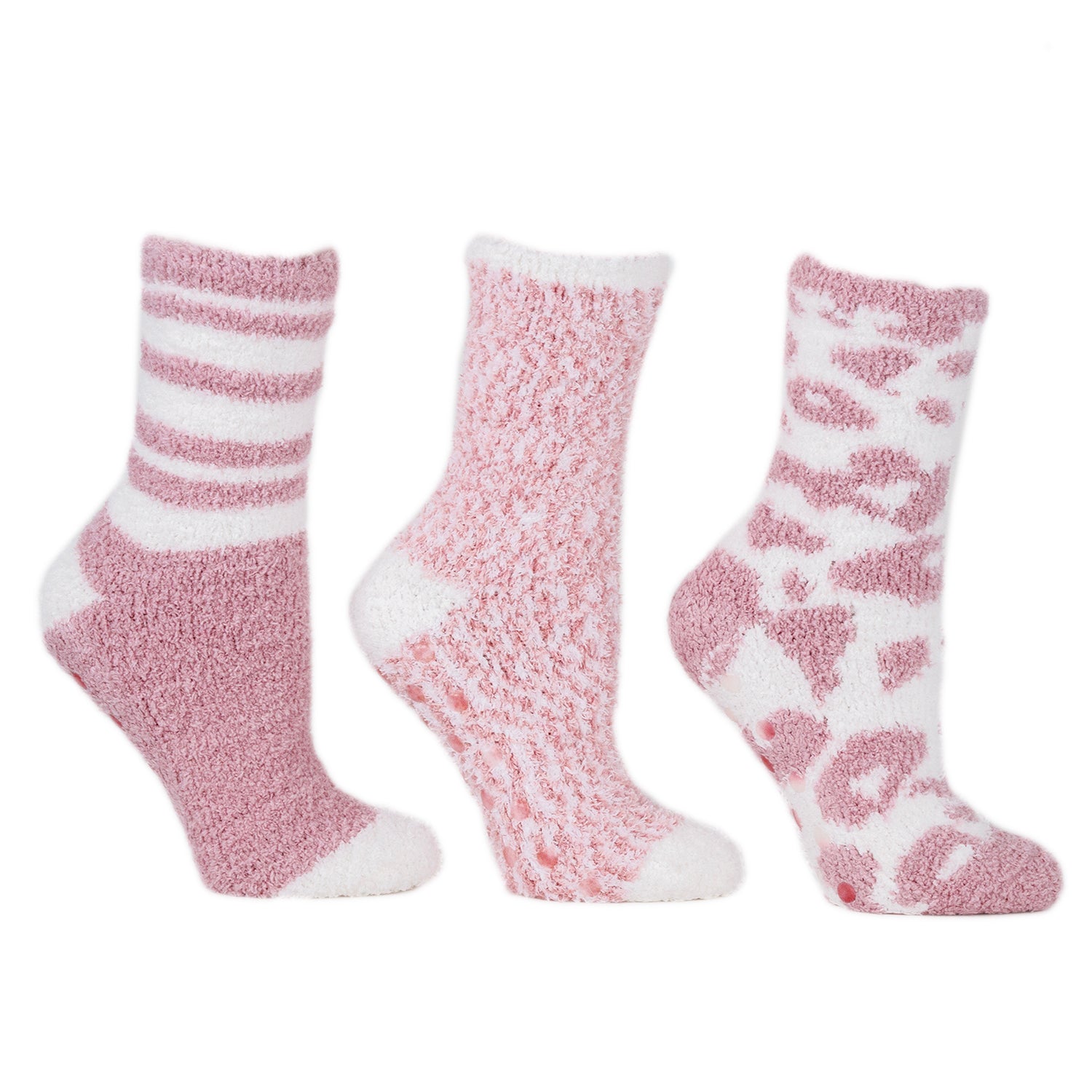 3 Pairs Warm Cozy Slipper Socks, Vanilla & Shea Butter Infused