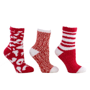 3 Pairs Warm Cozy Slipper Socks, Vanilla & Shea Butter Infused