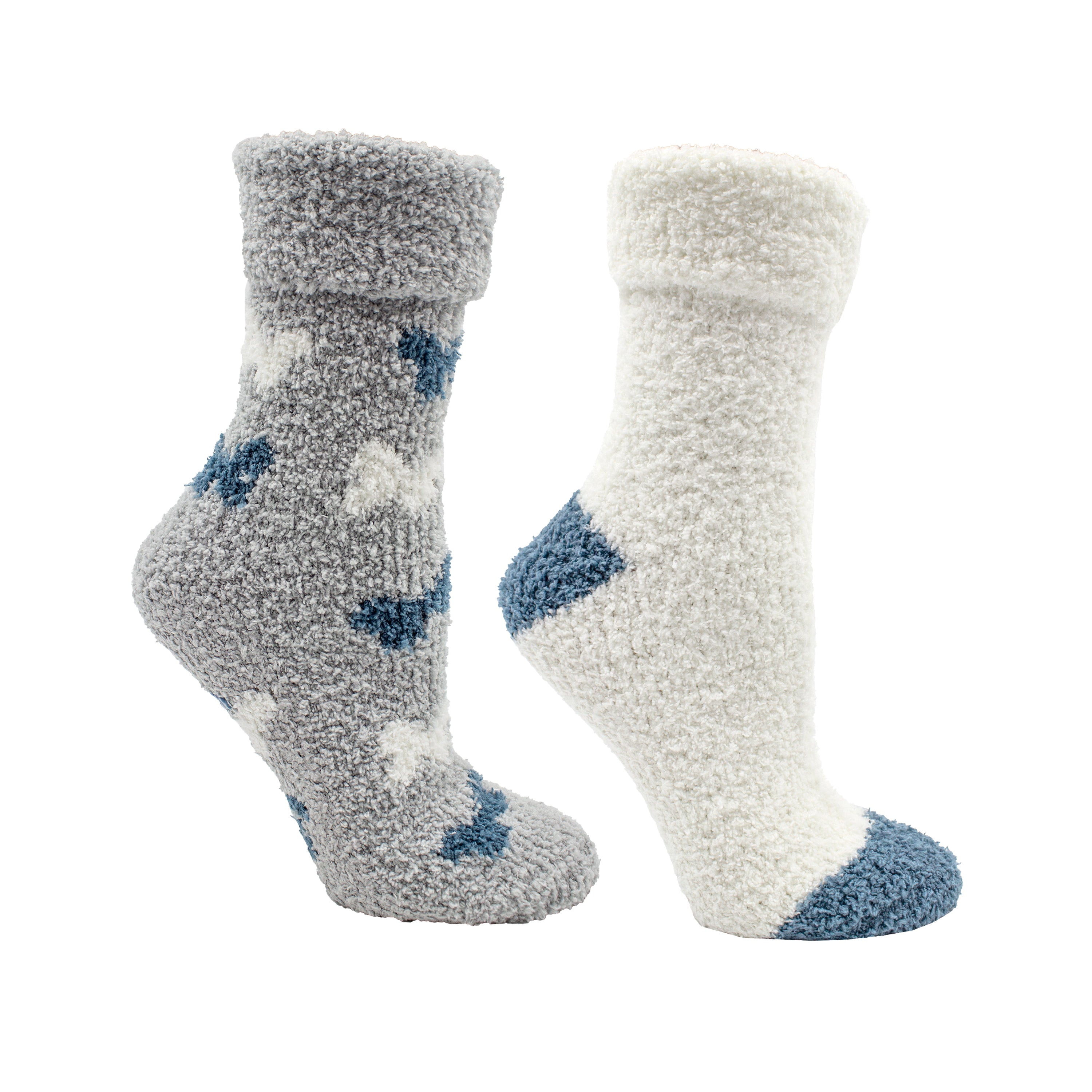 2 Pairs - Non-Skid Soft Fuzzy Rose and Shea Butter Infused Slipper Socks with Sachet Gift