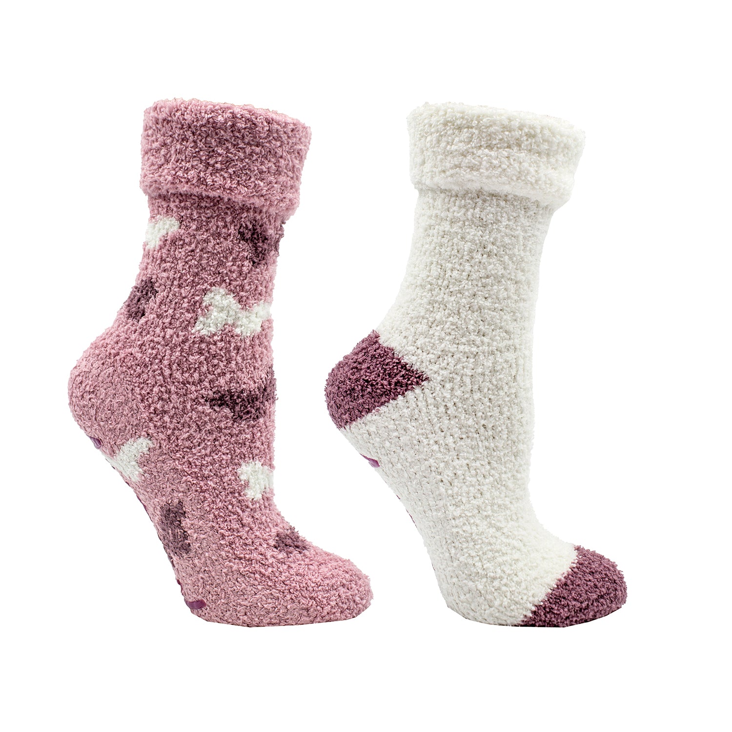 2 Pairs Butterflies Socks Infused with Rose and Shea Butter | One Solid Pair, One Patterned, with a Rose Scented Velvet Sachet | Raspberry