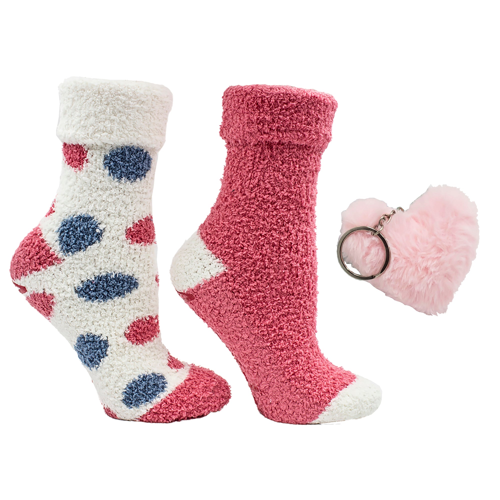 2 Pairs - Non-Skid Soft Fuzzy Eucalyptus Mint and Shea Butter Infused Slipper Socks with Sachet Gift