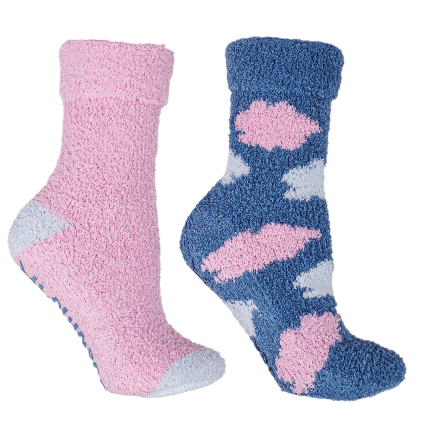 2 Pairs - Non-Skid Fuzzy Lavender Infused Cloud Slipper Socks with Lavender Sachet