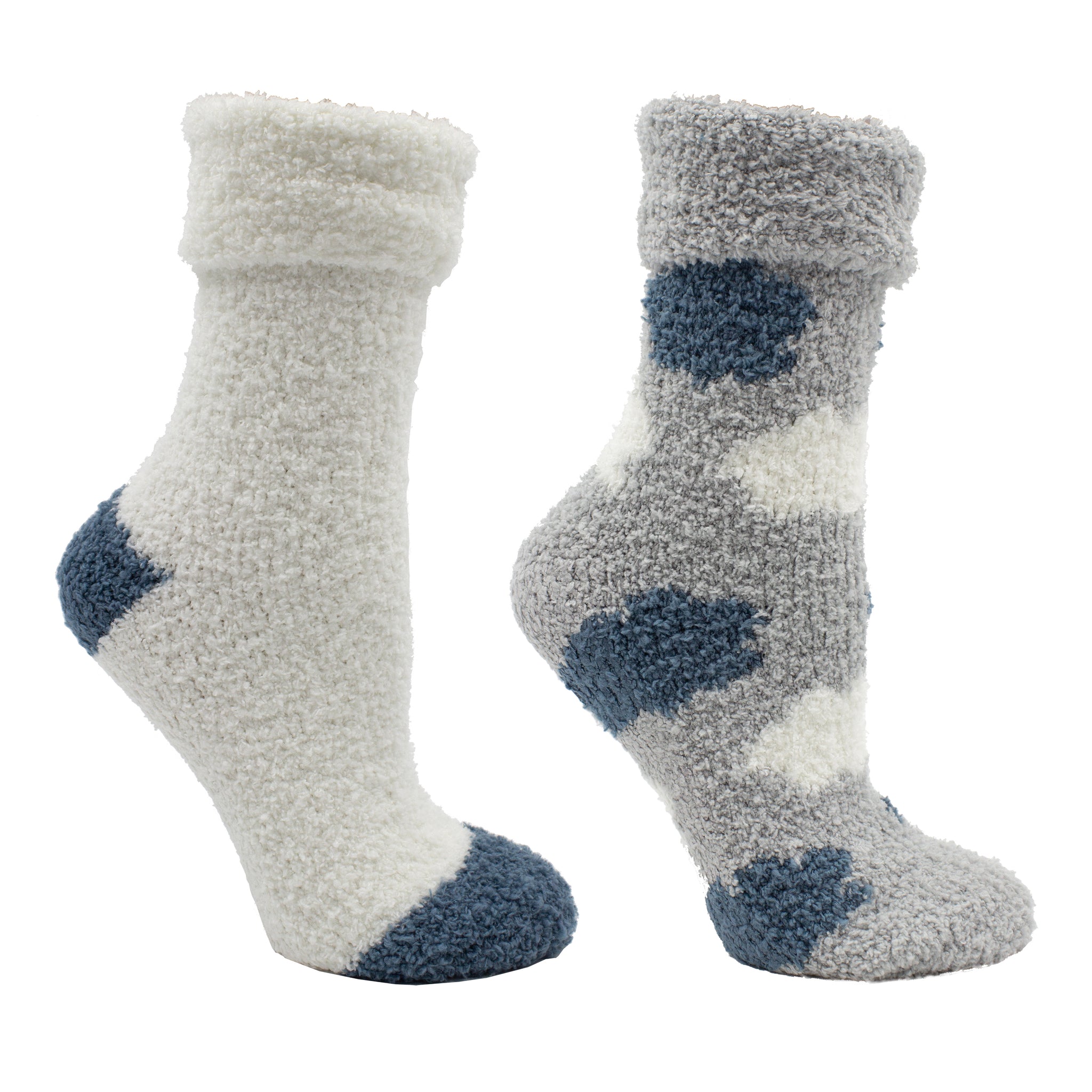 2 Pairs - Non-Skid Fuzzy Lavender Infused Cloud Slipper Socks with Lavender Sachet