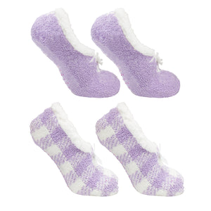 2 Pairs - Lavender Infused Slippers [one pair solid, one pair pattern]