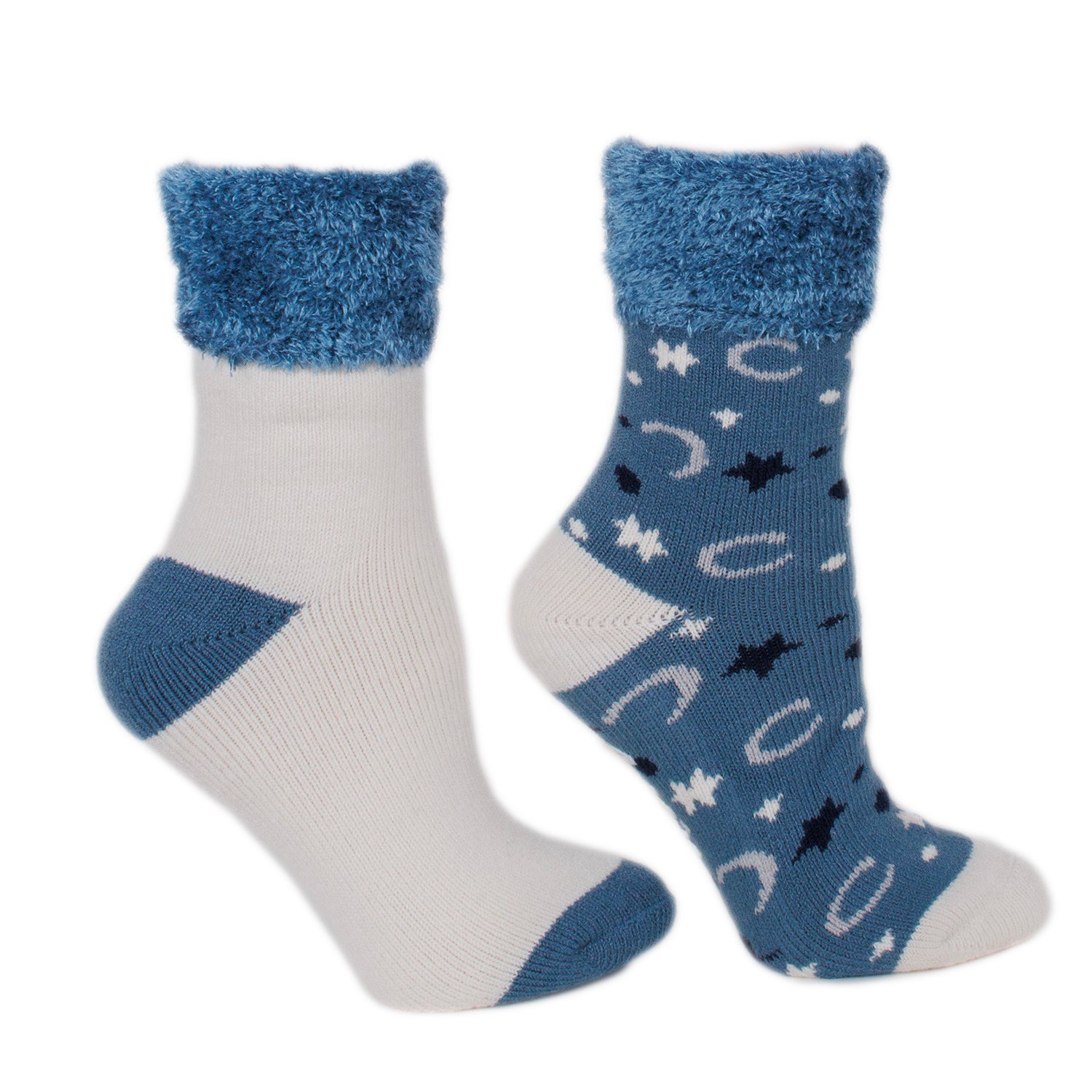 (2-Pack) Womens Lush N Plush Neroli and Shea Butter Infused Slipper Socks - Moons