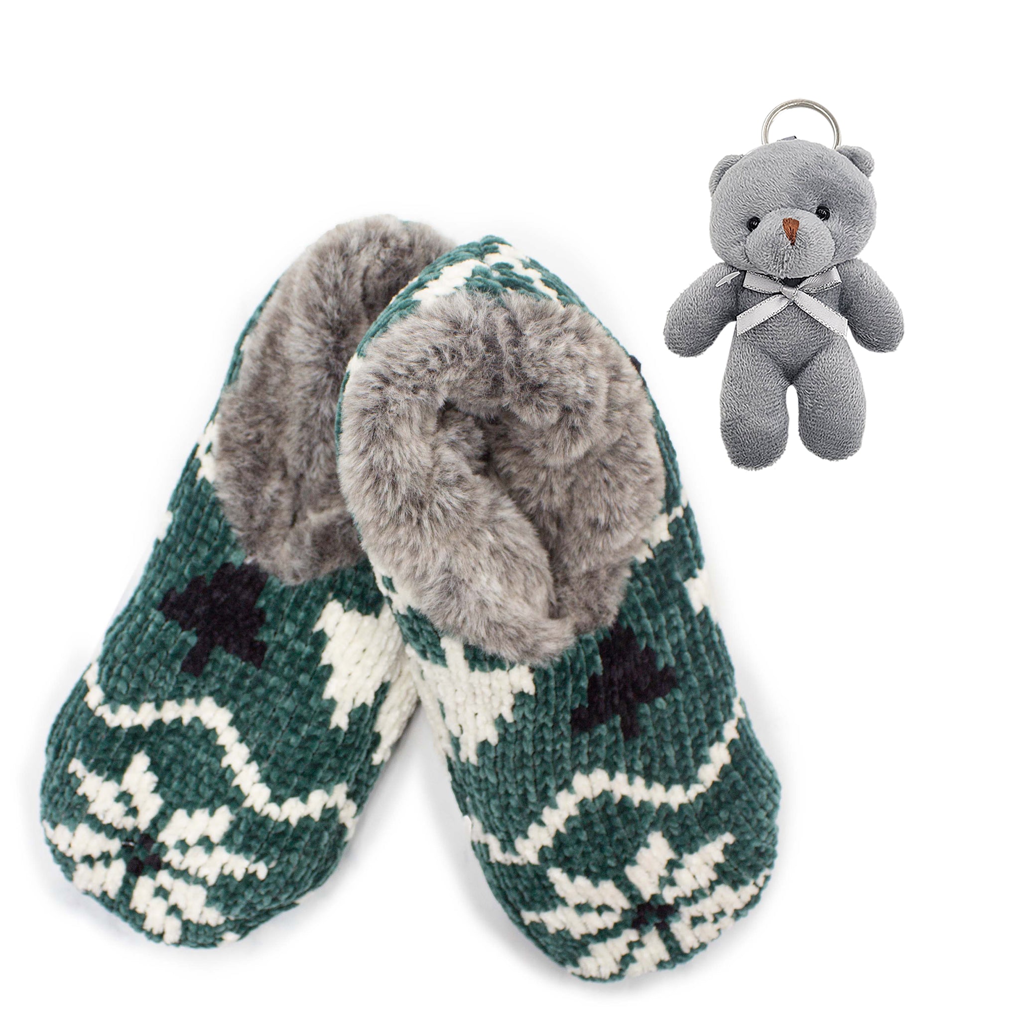 Gray Faux Fur Reindeer Slippers Infused with Neroli and Shea Butter