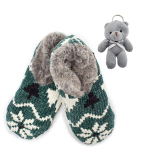 Gray Faux Fur Reindeer Slippers Infused with Neroli and Shea Butter