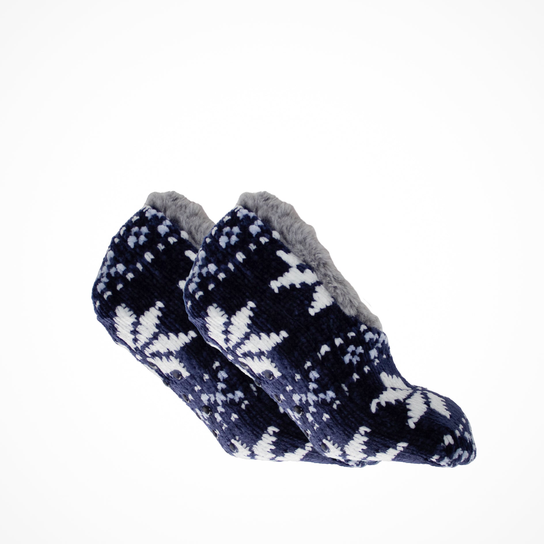 Gray Faux Fur Reindeer Slippers Infused with Neroli and Shea Butter