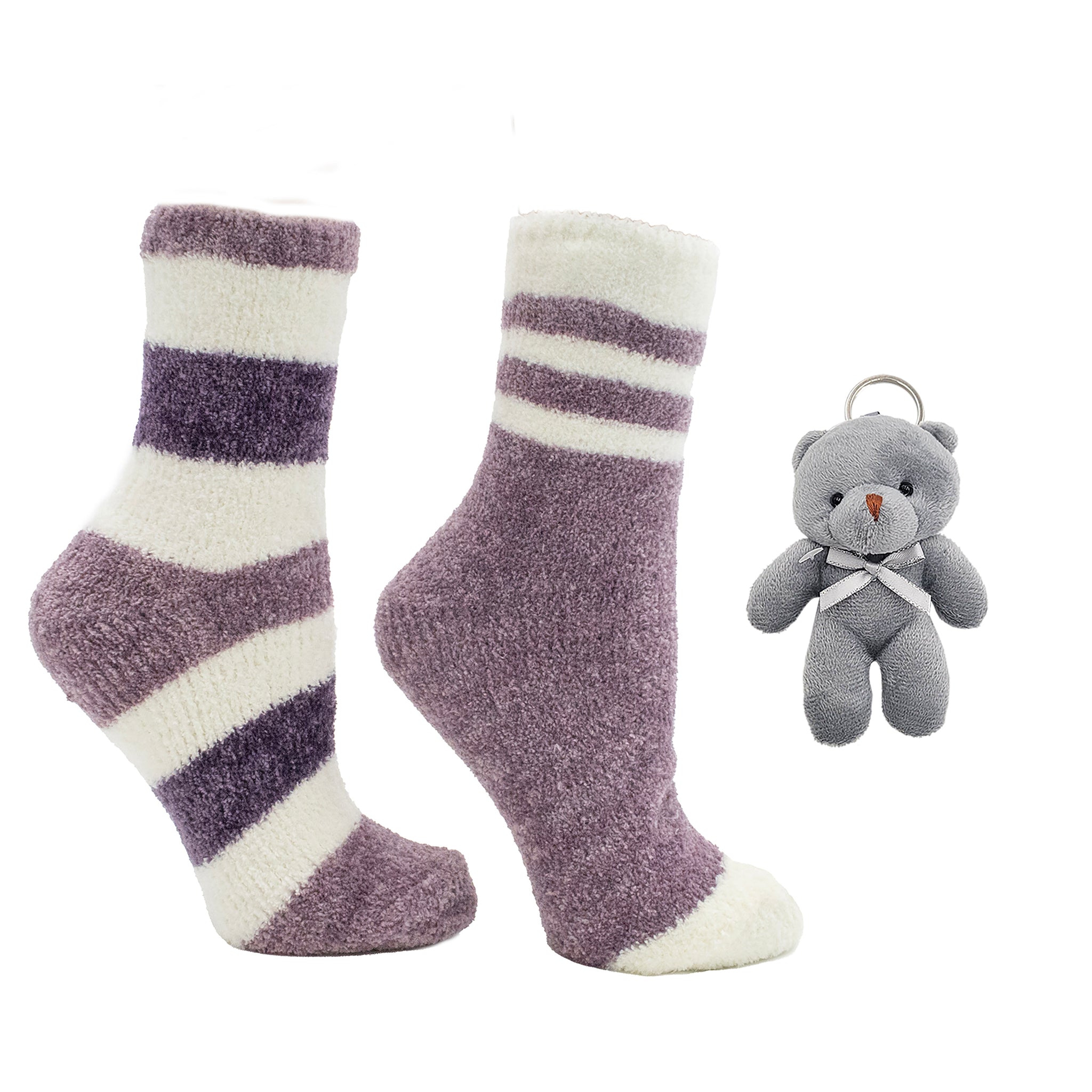2 Pairs Velvet Slipper Socks | Rose and Shea Butter Infused | Grey