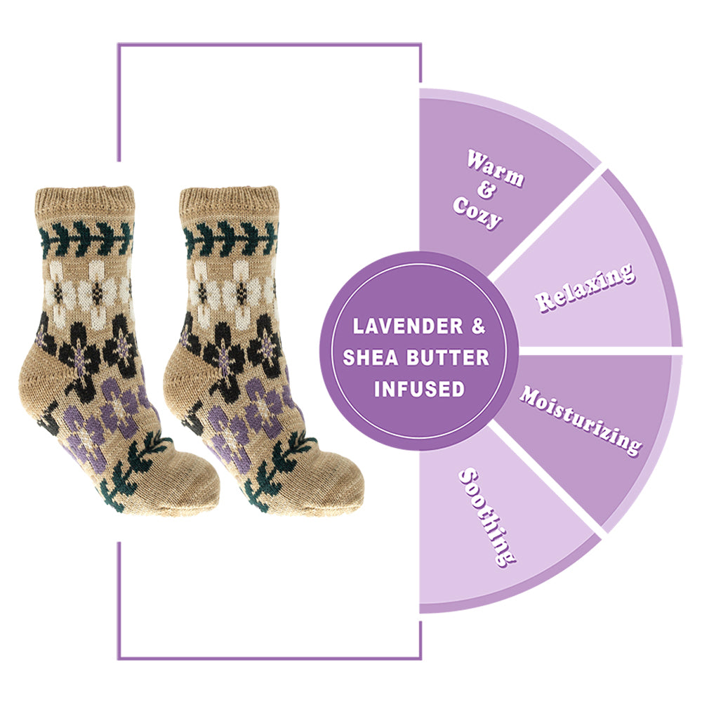 Lavendar & Shea Butter Infused Lounge socks w/sachet | Aromasoles