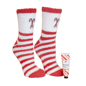 Holiday Slipper Socks with Lavender Lotion | Lavender and Shea Butter Infused | Candy Cane