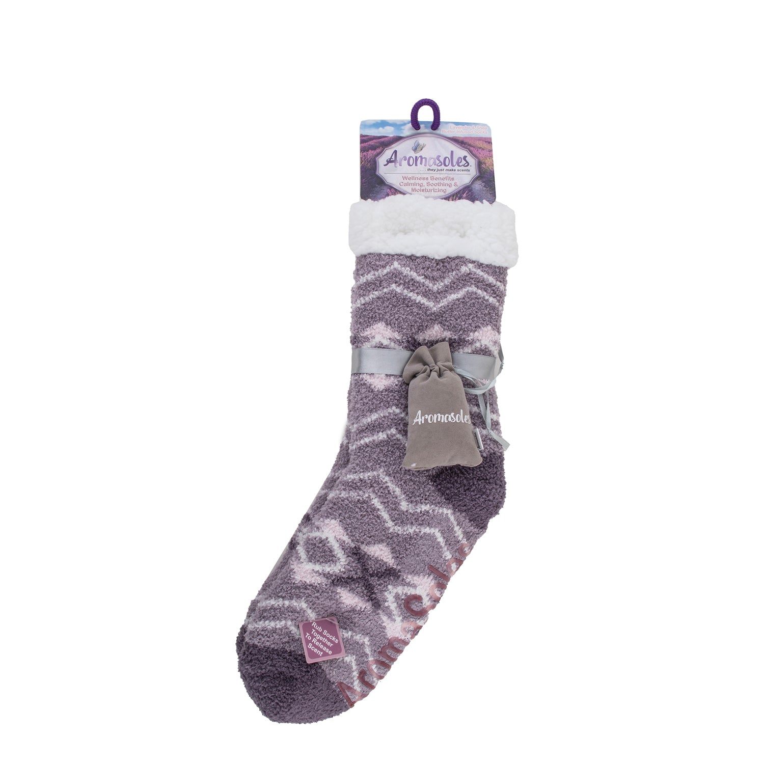 Pashmina-like Fur Lined Slipper Socks, Shea Butter and Lavender Infused - Wine