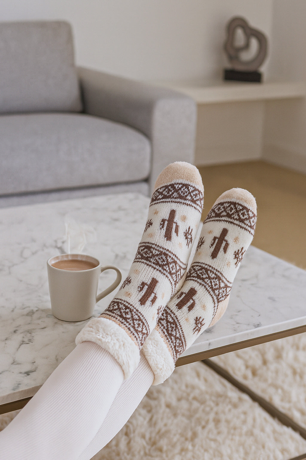 Lavender Scented Cactus Knit Slipper Socks with Plush Cloud Keychain – Sherpa Lined Cozy Non-Slip Socks & Aromatherapy Gift Set for Women & Teens