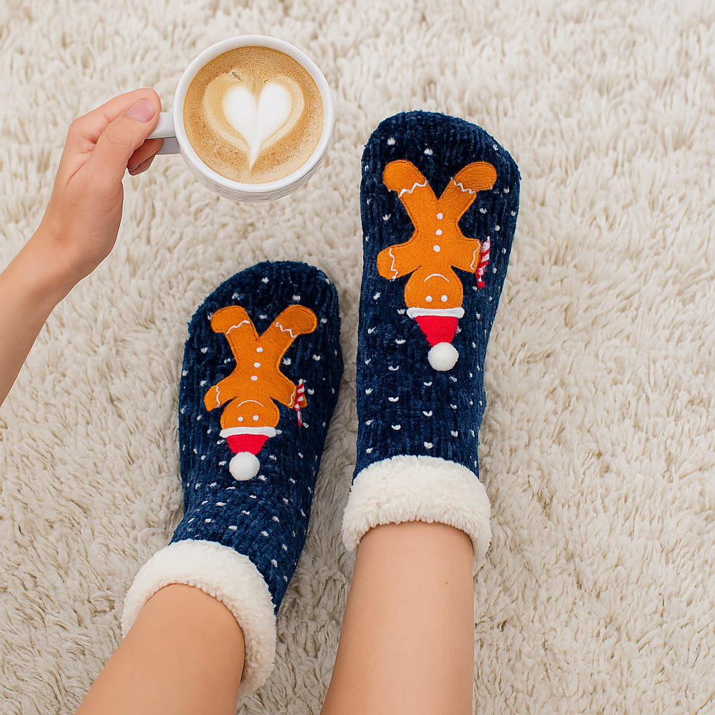 Aromasoles Mint Infused Gingerbread Holiday Slipper Socks – Single