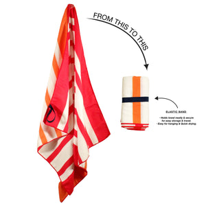 MinxNY BeachTech Micro-Fiber Beach Towel, Red/Orange Stripes, OS