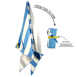 MinxNY BeachTech Micro-Fiber Beach Towel, Navy/Grey Stripe, OS