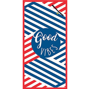 Premium High Performance Large Beach Pool Towel With Pocket Good Vibes, Red By MinxNY