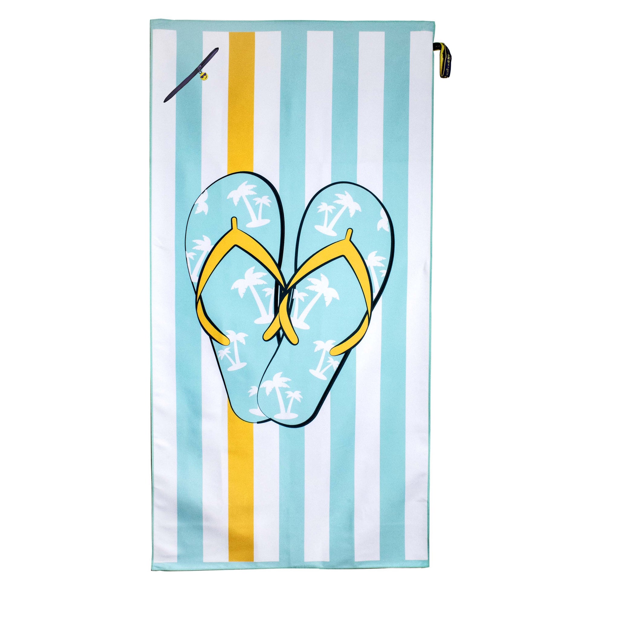 High Performance Large, Light Blue Sandals Beach Towel With Pocket.