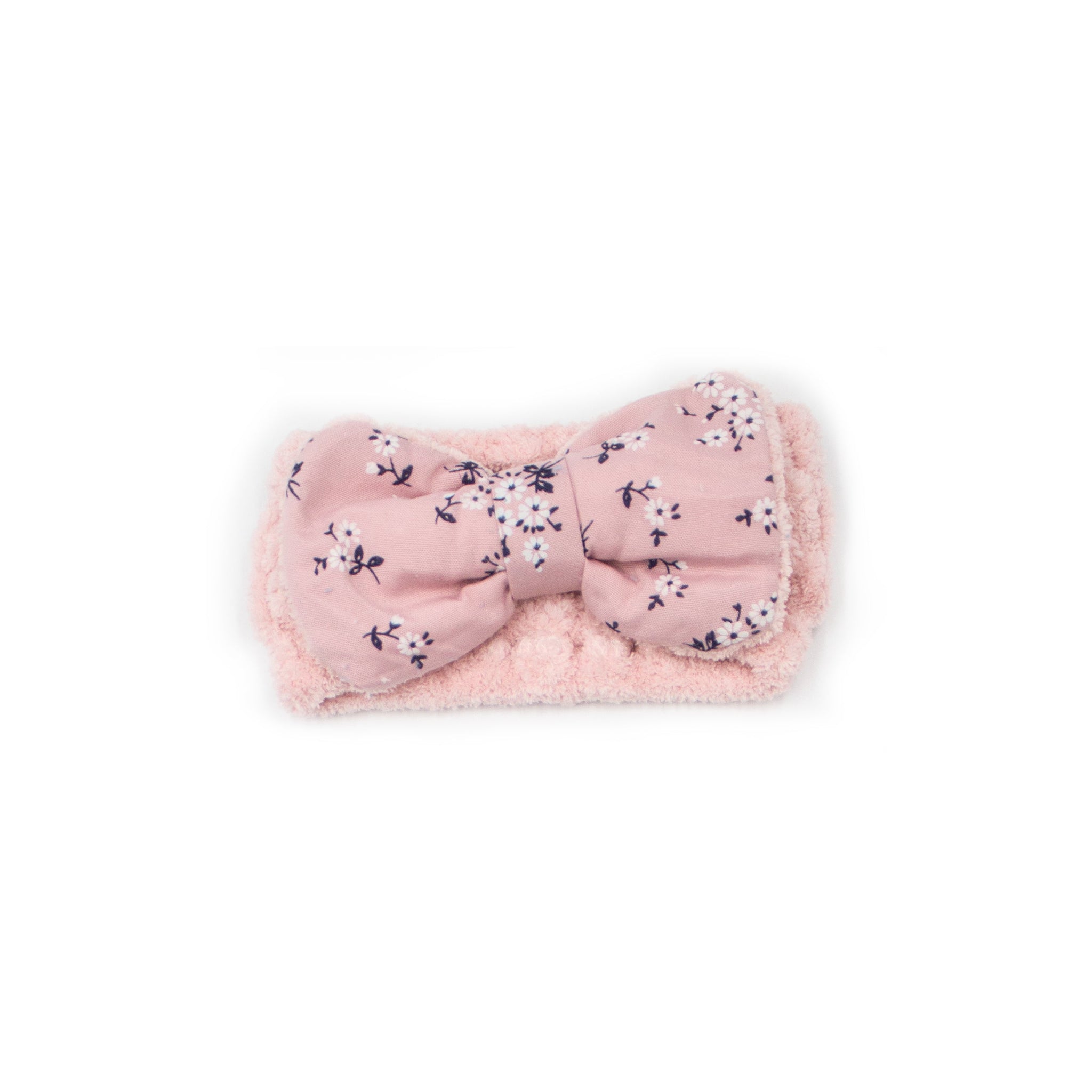 Cosmetic Makeup Headband With "Flower" Print Gingham Style Bow
