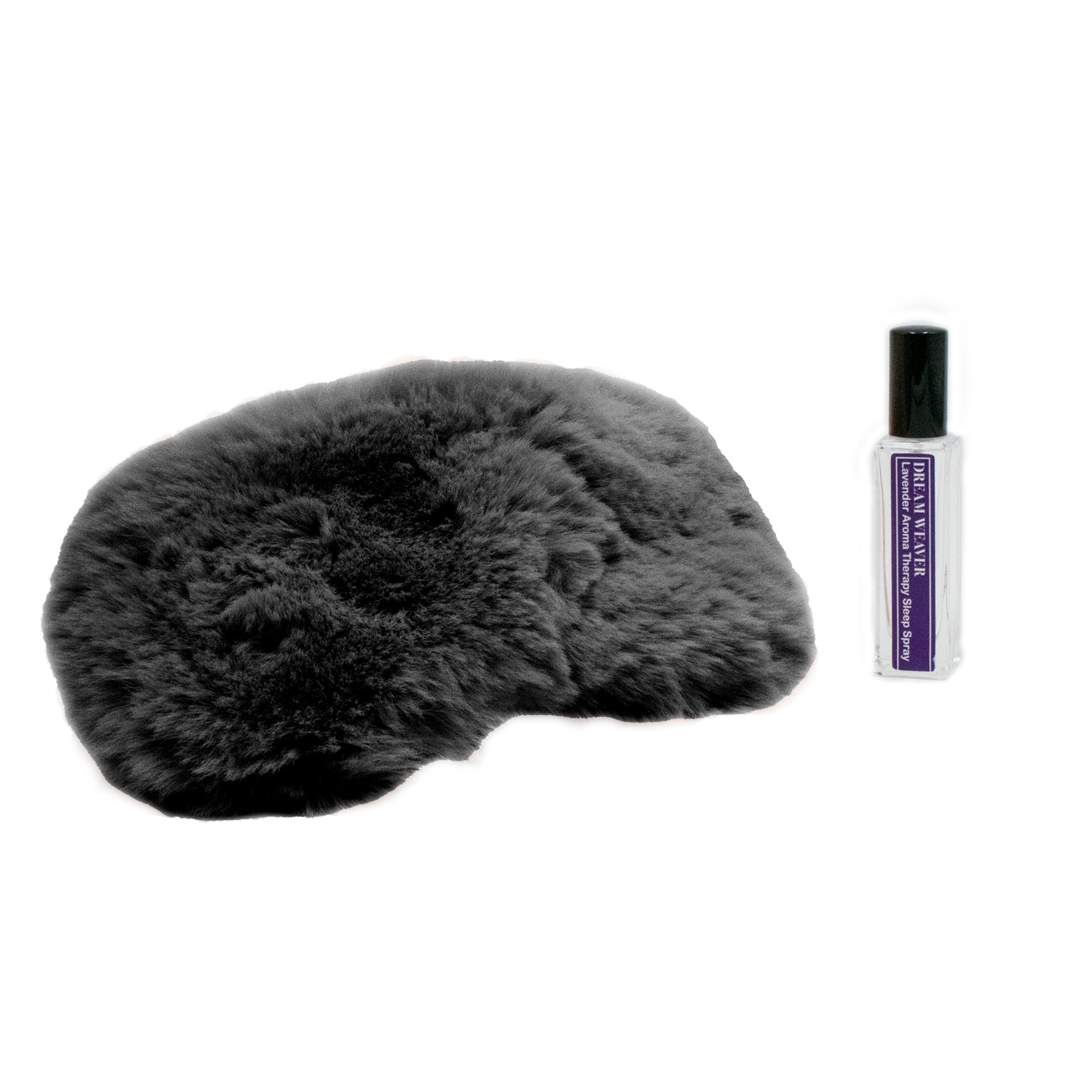Minx Fur Sleep Mask with Lavender Essential Oil Spray Black