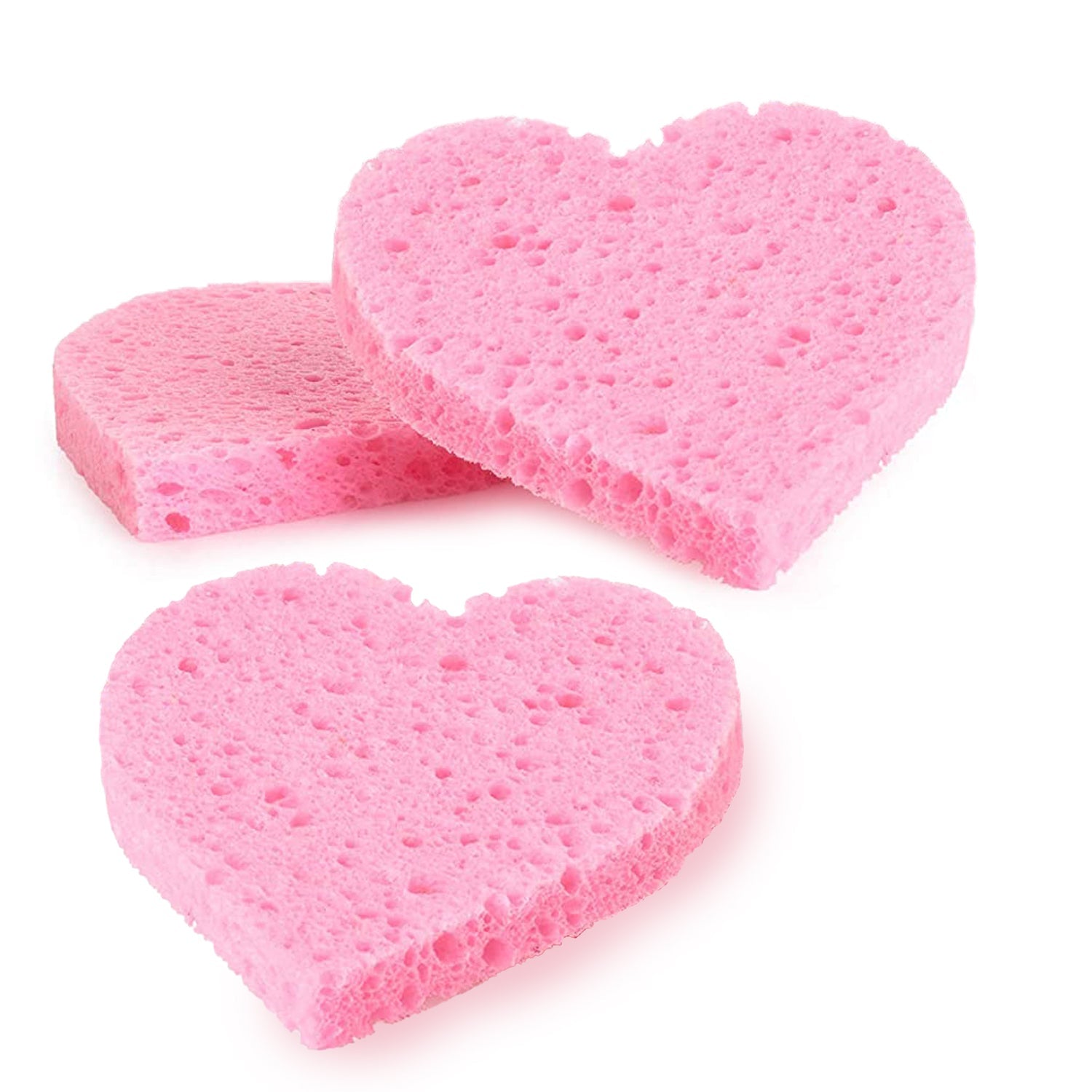 3 Pack Heart Shaped Sponges Hot Pink