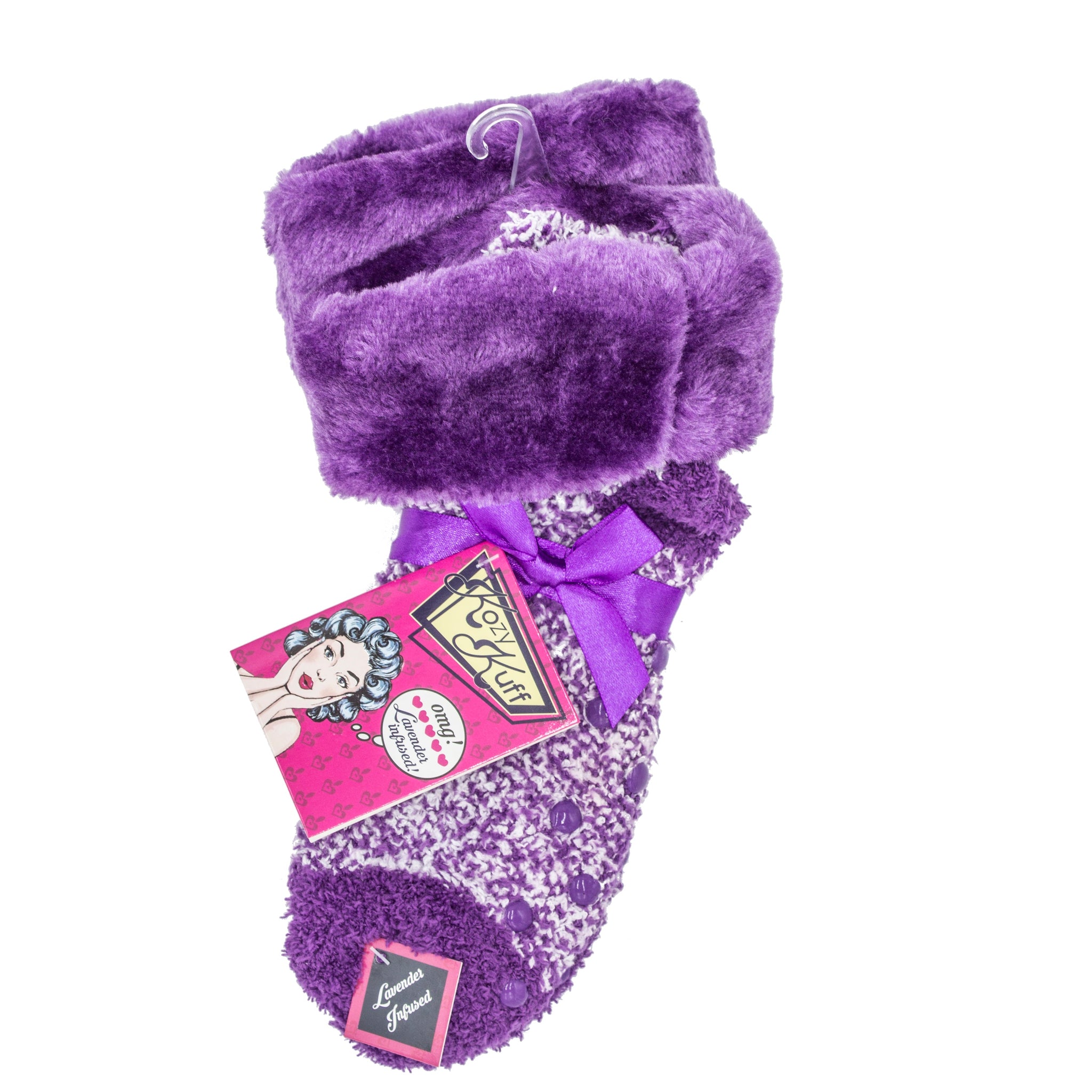 Non-Skid Fur Cuff Chenille Slipper Socks Fuzzy Heather Black One Size Fits All By MinxNY