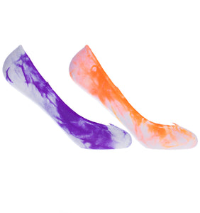 2 Pair Pack Purple & Orange Nylon Tie Dye Ped Socks