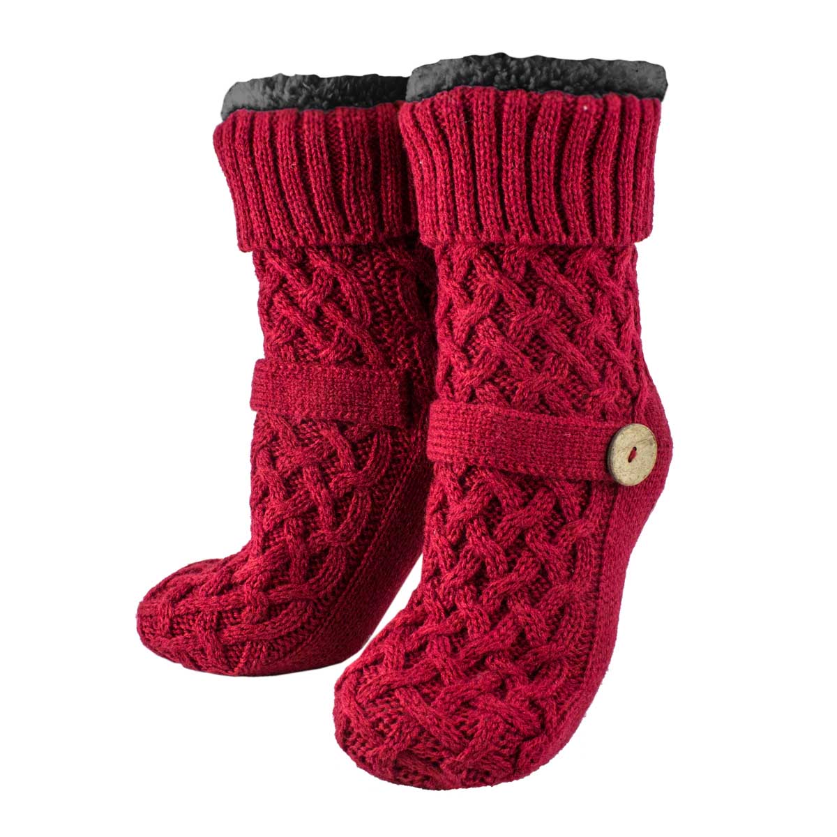 Women's Slipper Socks Non-Skid Sweater Buckle Warm Argan Oil Infused Fuzzy Black By MinxNY