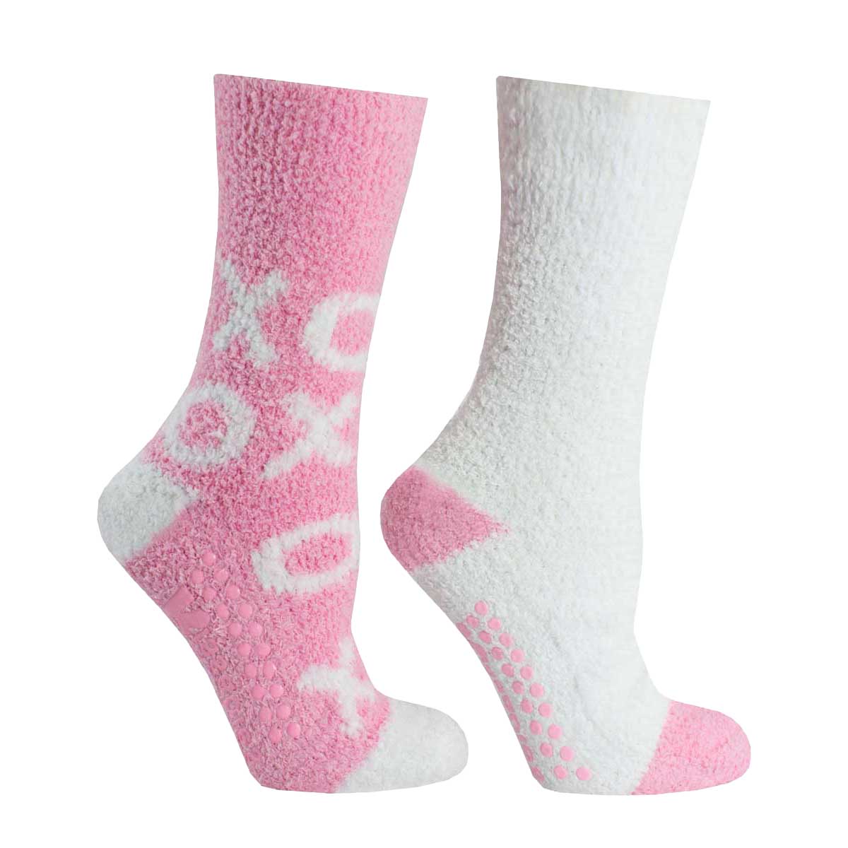 2 Pairs - Chenille XO Kissables Non-slip Fuzzy Slipper Socks With Lavender Infused