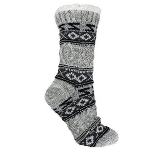 Women's Non-Skid Warm Soft and Fuzzy Shea Butter and Rose Oil Infused "Book Lovers" Slipper Socks, Grey