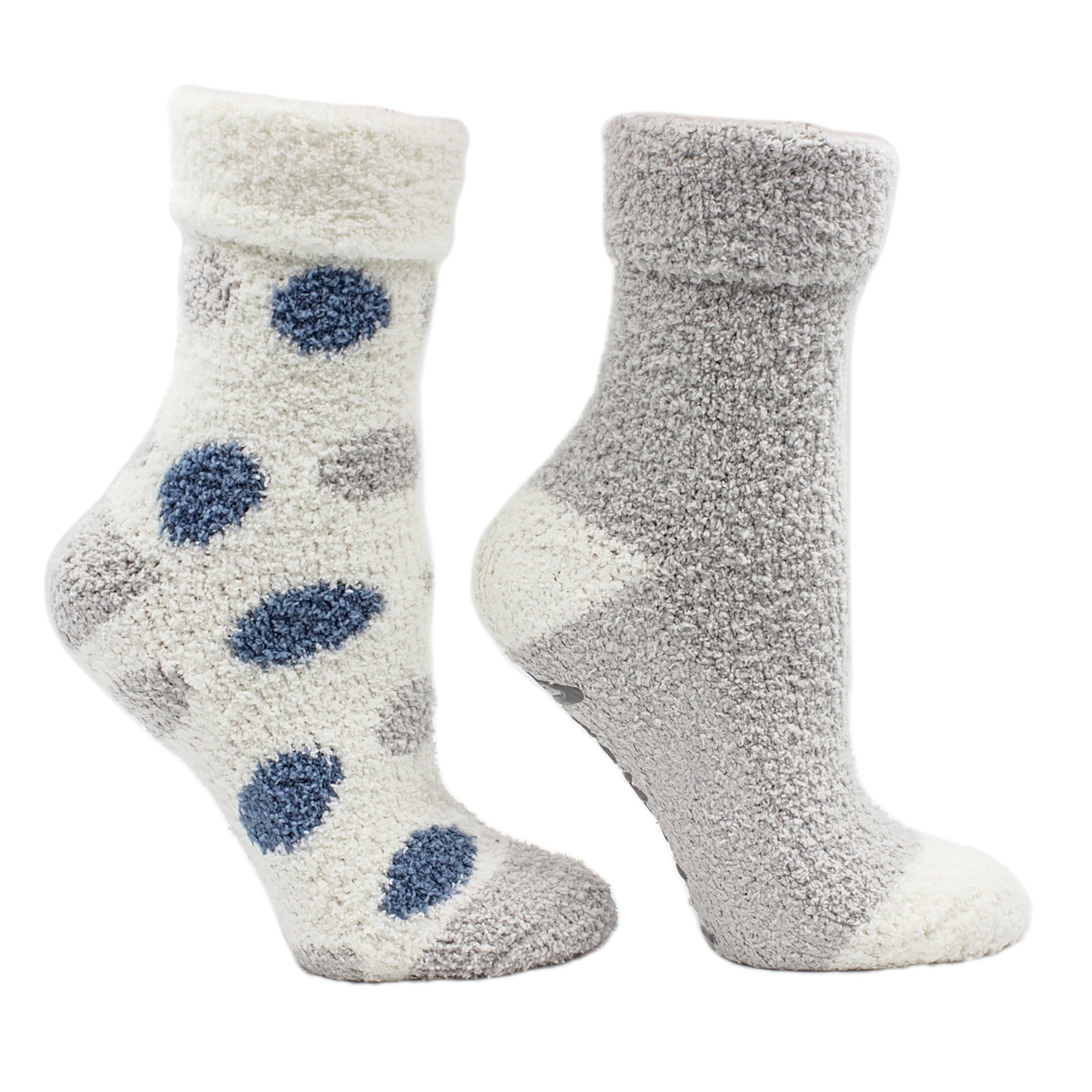 2 Pairs - Non-Skid Soft Fuzzy Eucalyptus Mint and Shea Butter Infused Slipper Socks with Sachet Gift