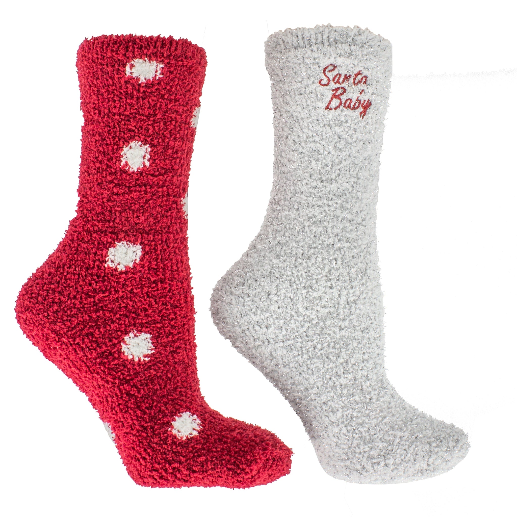 2 Pairs - Non-Skid Warm Soft and Fuzzy Eucalyptus Mint and Shea Butter Infused Slipper Socks with Sachet Christmas Gift