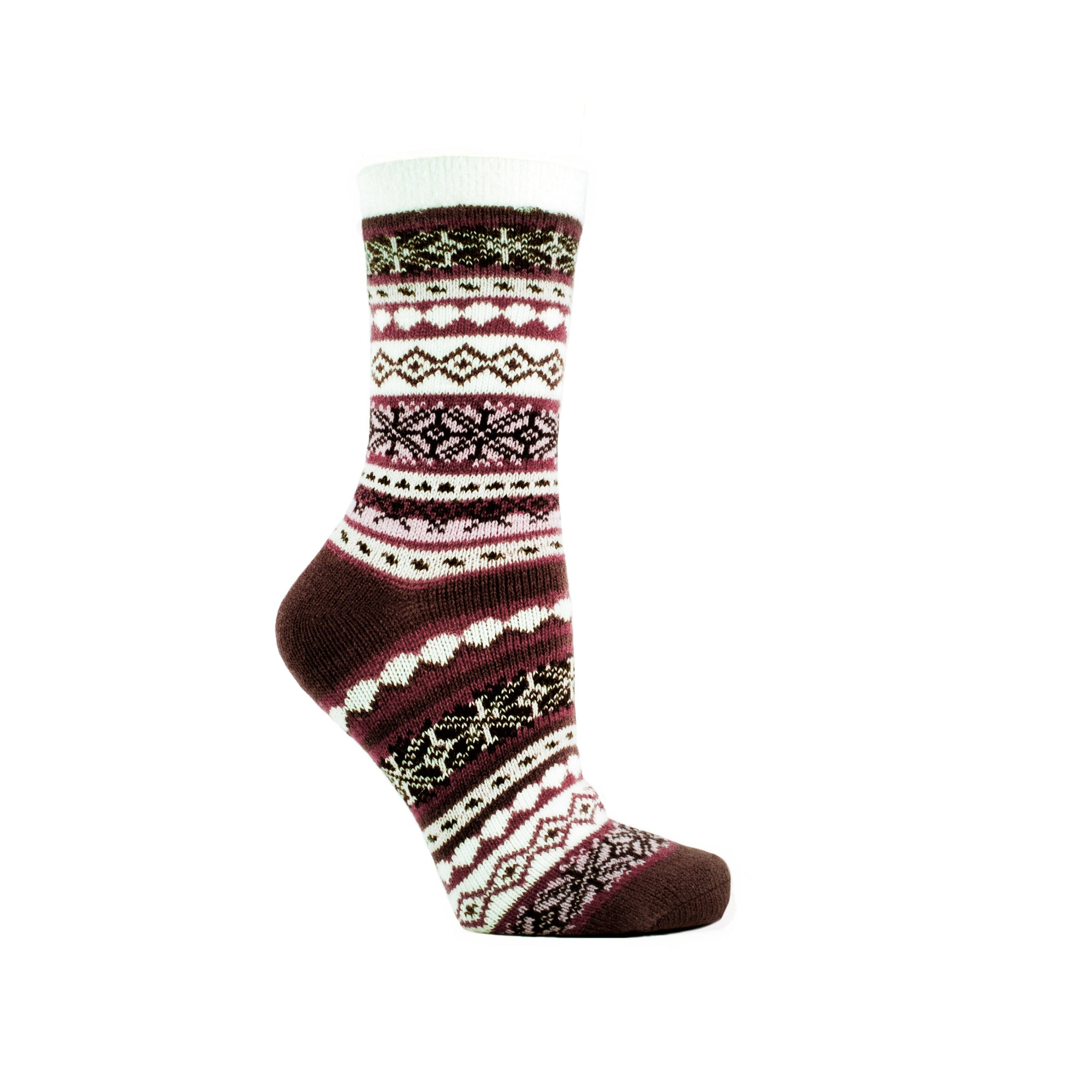 Women's Double Layer Corduroy Non-Skid Warm Soft and Fuzzy Lavender and Shea Butter Infused Slipper Socks Gift, Burgundy