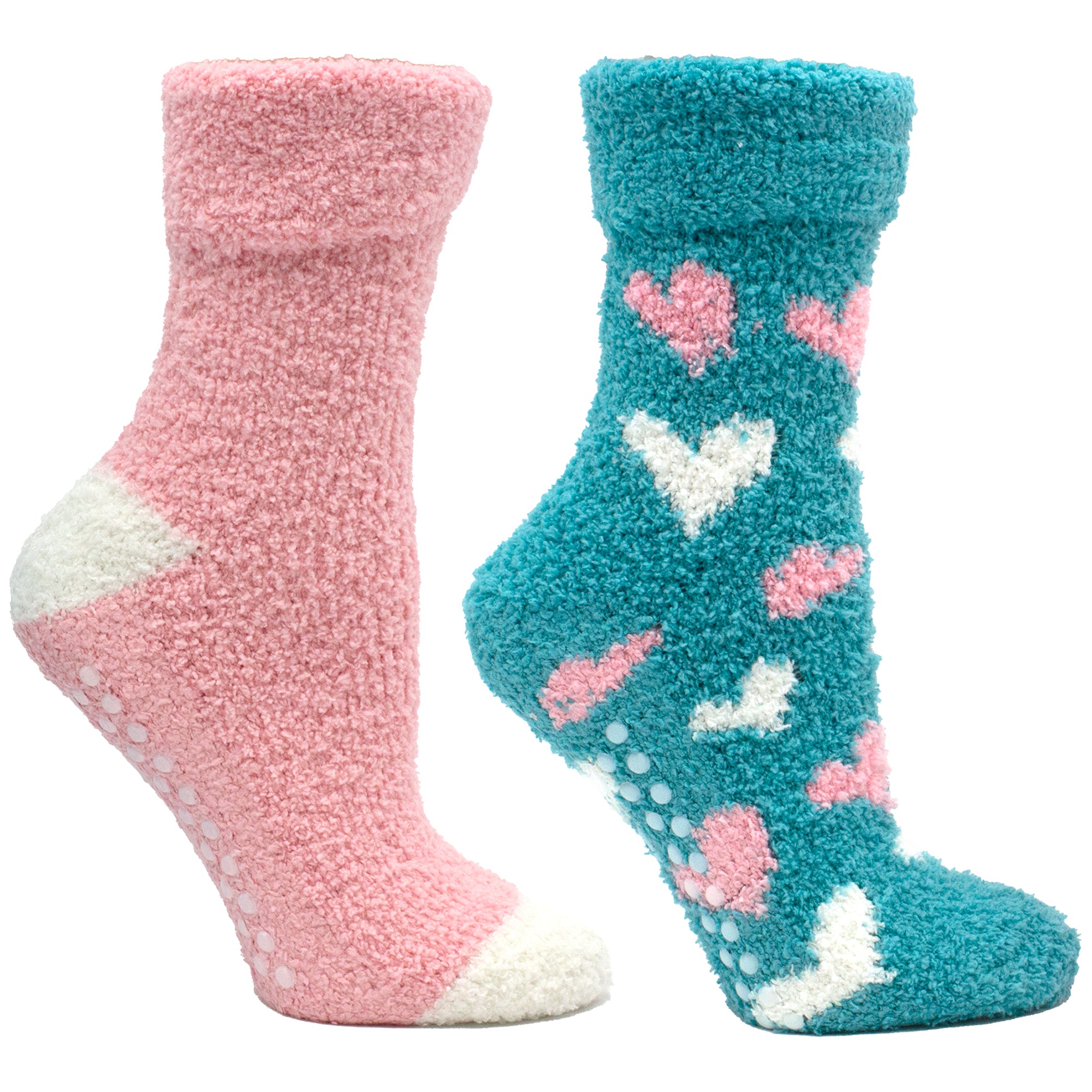 2 Pairs - Non-Skid Fuzzy Lavender Infused Cloud Slipper Socks with Lavender Sachet