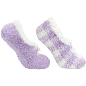 2 Pair Slippers, one pair solid, one pair pattern, Lavender Infused